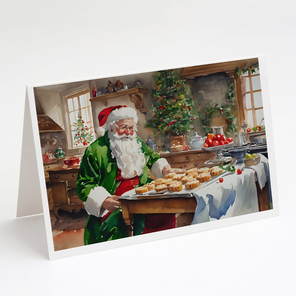 Cookies with Santa Claus Father Christmas Greeting Cards Pack of 8 Blank Cards with Envelopes Whimsical A7 Size 5x7