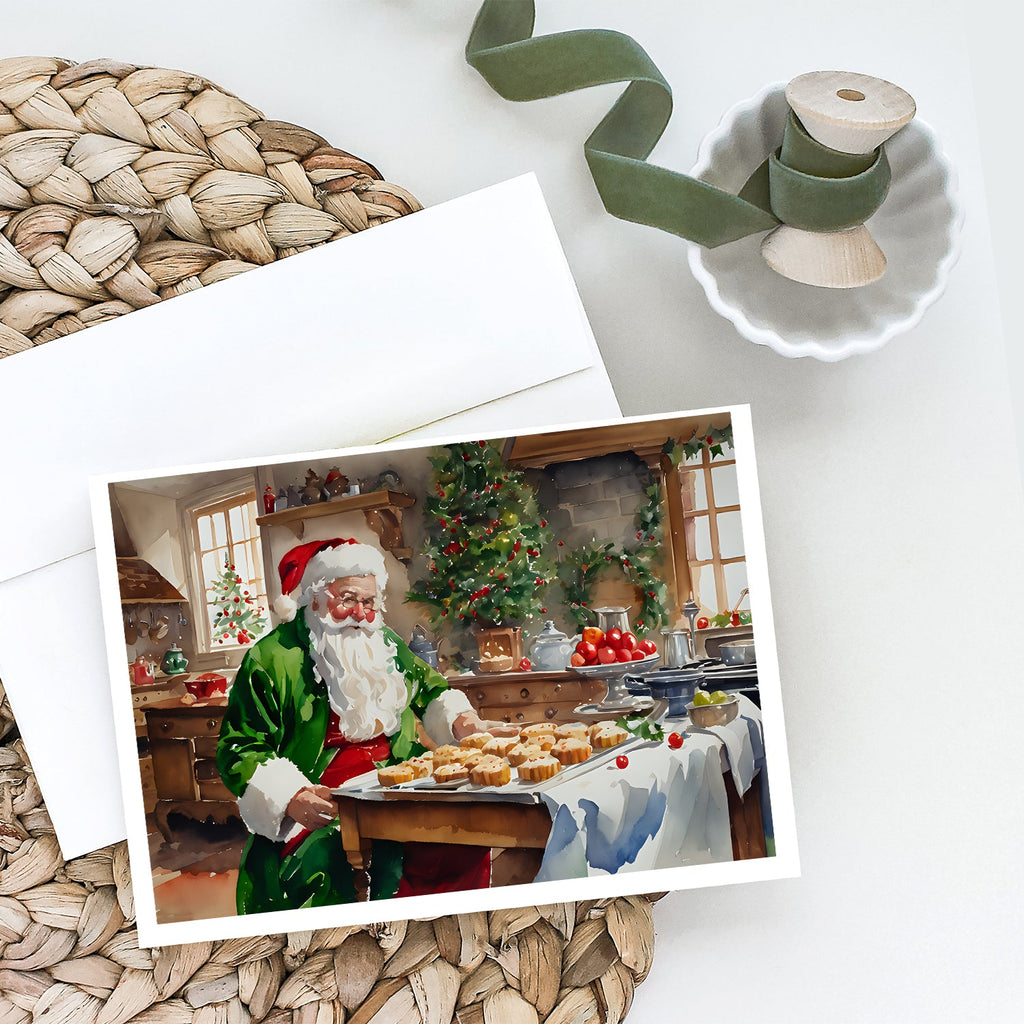 Cookies with Santa Claus Father Christmas Greeting Cards Pack of 8 Blank Cards with Envelopes Whimsical A7 Size 5x7