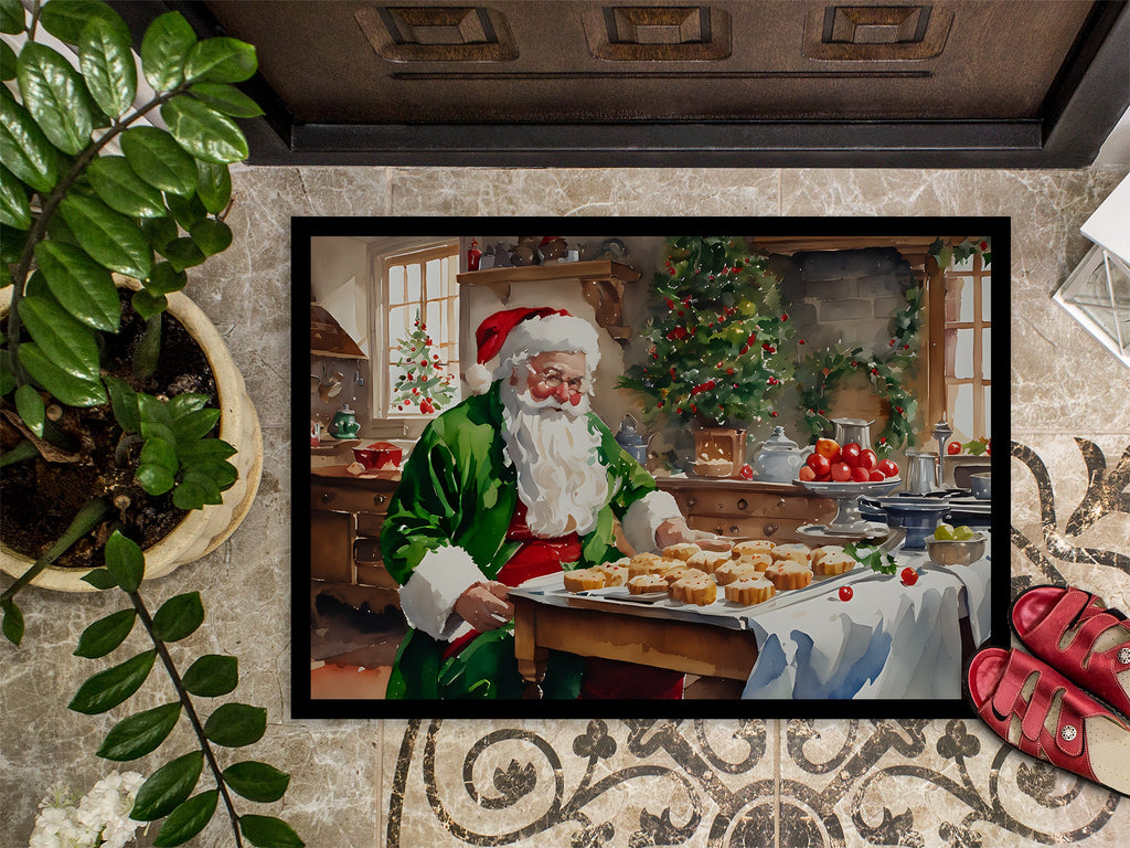 Cookies with Santa Claus Father Christmas Doormat Indoor Outdoor 24H X 36W Front Door Mat Rugs for Entryway, Non Slip Washable Low Pile,