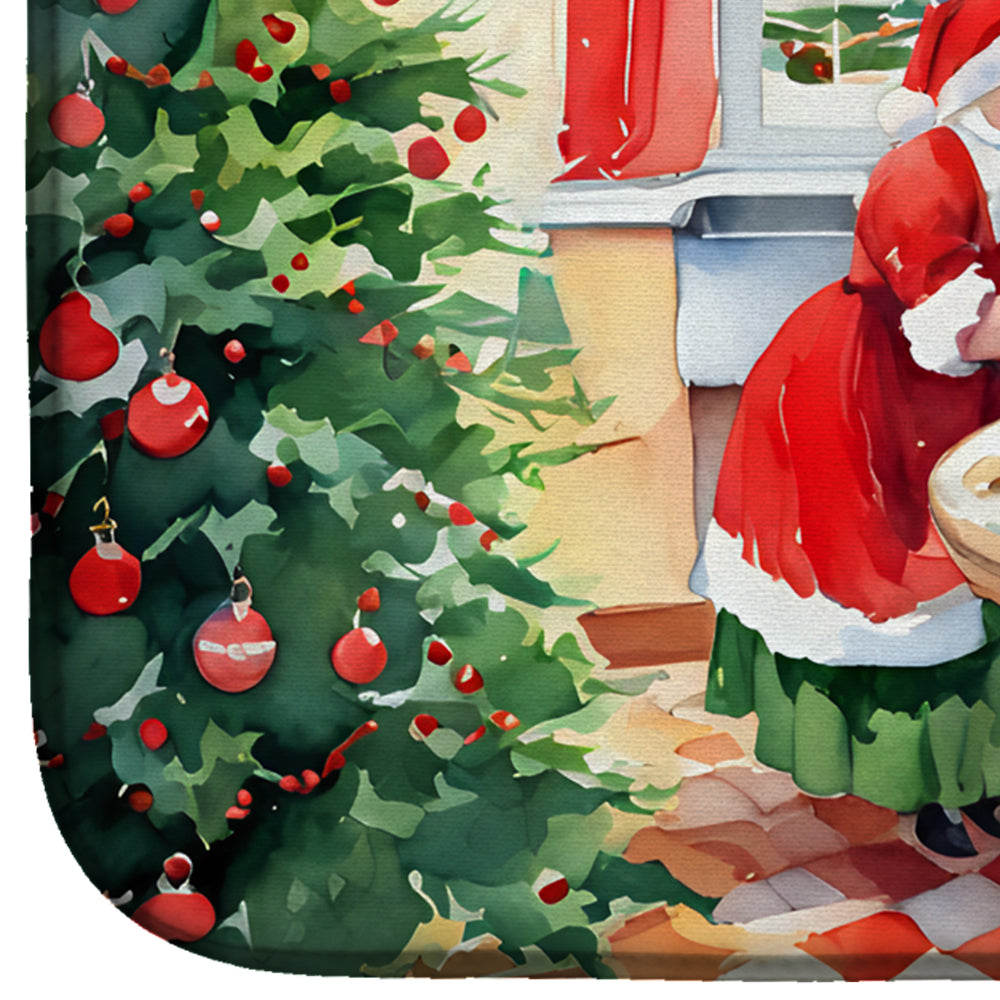 Cookies with Santa Claus Mrs. Claus Dish Drying Mat Absorbent Dish Drying Mat Pad for Kitchen Counter Dish Drainer Mat for Countertop, 14 x 21", Multicolor
