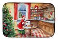 Cookies with Santa Claus Mrs. Claus Dish Drying Mat Absorbent Dish Drying Mat Pad for Kitchen Counter Dish Drainer Mat for Countertop, 14 x 21", Multicolor