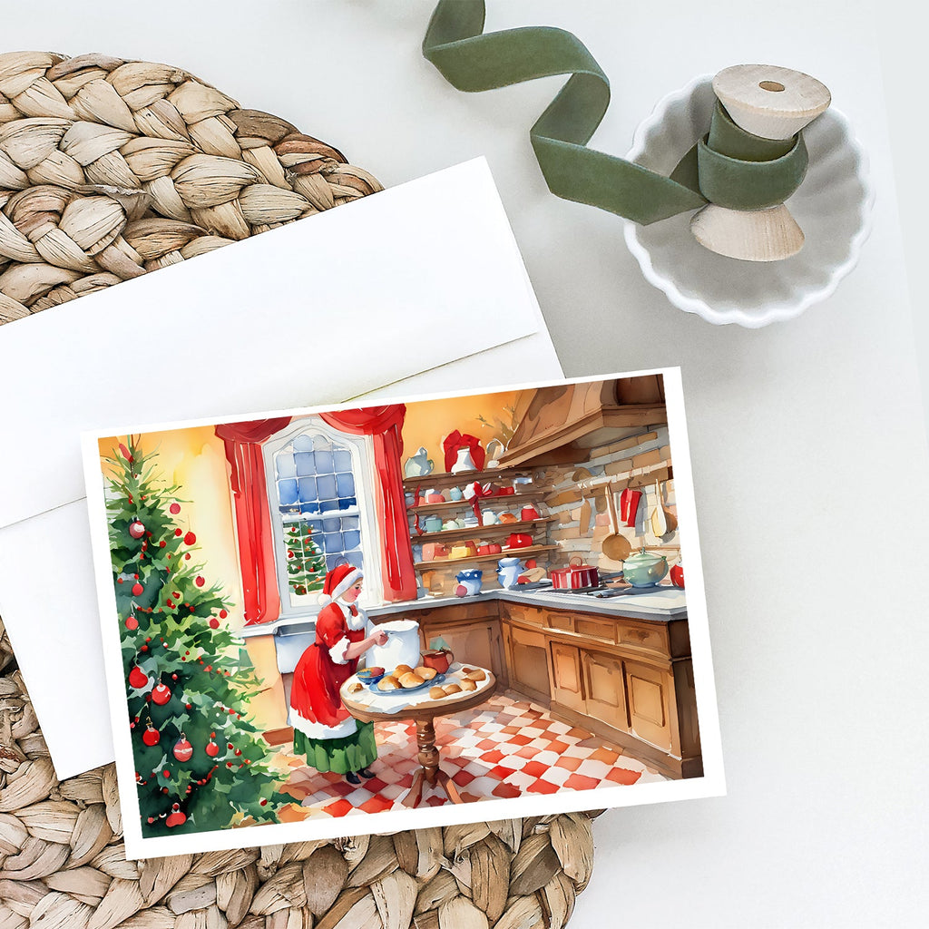 Cookies with Santa Claus Mrs. Claus Greeting Cards Pack of 8 Blank Cards with Envelopes Whimsical A7 Size 5x7
