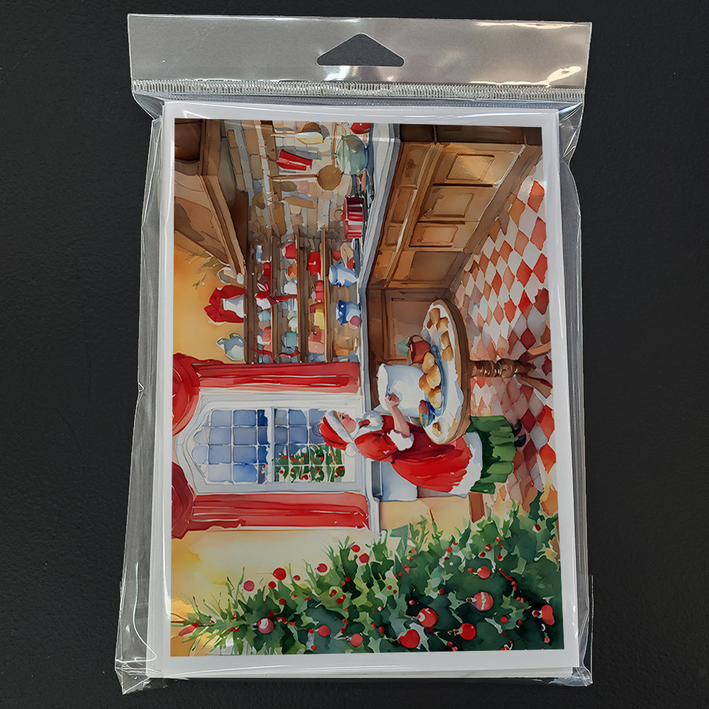 Cookies with Santa Claus Mrs. Claus Greeting Cards Pack of 8 Blank Cards with Envelopes Whimsical A7 Size 5x7