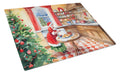 Cookies with Santa Claus Mrs. Claus Cutting Board Tempered Glass Kitchen Cutting Surface, Heat Resistant Chopping, Non-Slip Feet, Food Prep & Serving