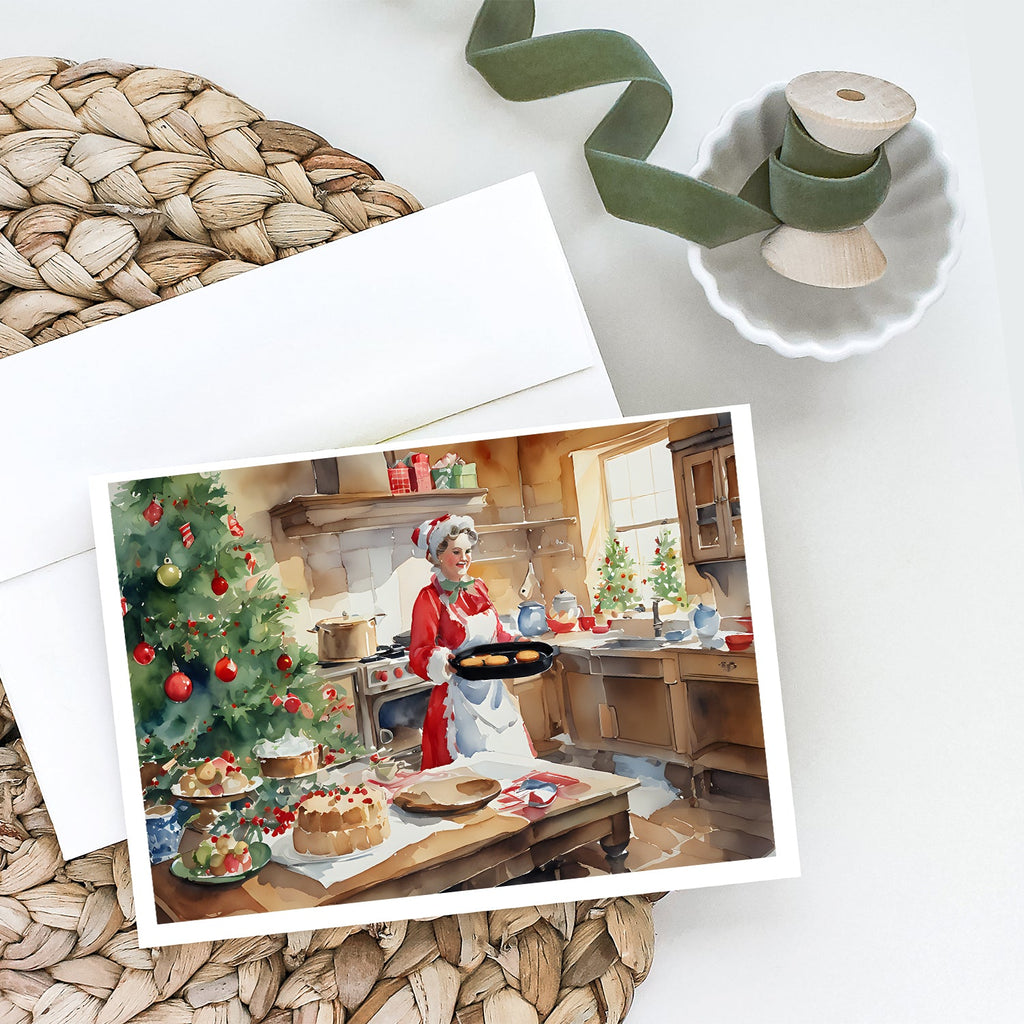 Cookies with Santa Claus Mrs. Claus Greeting Cards Pack of 8 Blank Cards with Envelopes Whimsical A7 Size 5x7