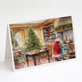 Cookies with Santa Claus Mrs. Claus Greeting Cards Pack of 8 Blank Cards with Envelopes Whimsical A7 Size 5x7