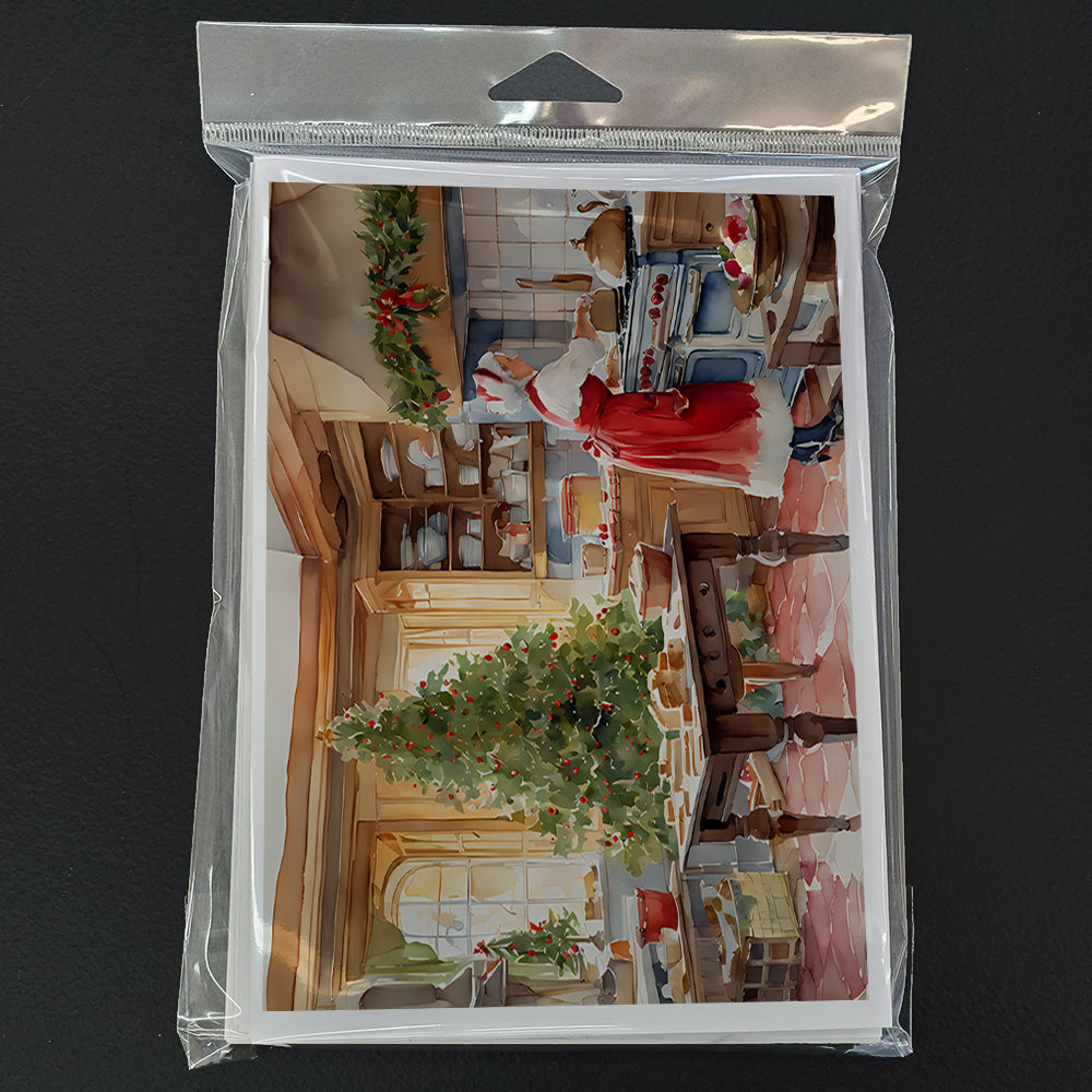 Cookies with Santa Claus Mrs. Claus Greeting Cards Pack of 8 Blank Cards with Envelopes Whimsical A7 Size 5x7
