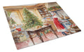 Cookies with Santa Claus Mrs. Claus Cutting Board Tempered Glass Kitchen Cutting Surface, Heat Resistant Chopping, Non-Slip Feet, Food Prep & Serving