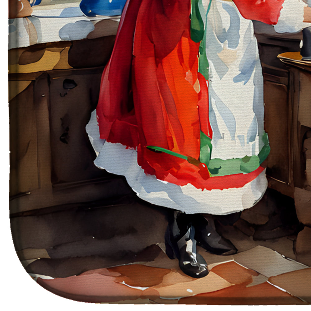 Cookies with Santa Claus Mrs. Claus Dish Drying Mat Absorbent Dish Drying Mat Pad for Kitchen Counter Dish Drainer Mat for Countertop, 14 x 21", Multicolor