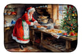 Cookies with Santa Claus Mrs. Claus Dish Drying Mat Absorbent Dish Drying Mat Pad for Kitchen Counter Dish Drainer Mat for Countertop, 14 x 21", Multicolor
