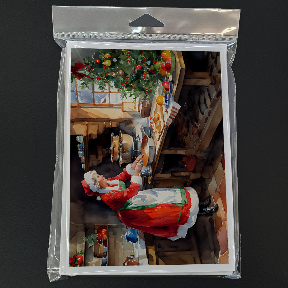 Cookies with Santa Claus Mrs. Claus Greeting Cards Pack of 8 Blank Cards with Envelopes Whimsical A7 Size 5x7
