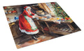 Cookies with Santa Claus Mrs. Claus Cutting Board Tempered Glass Kitchen Cutting Surface, Heat Resistant Chopping, Non-Slip Feet, Food Prep & Serving