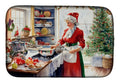Cookies with Santa Claus Mrs. Claus Dish Drying Mat Absorbent Dish Drying Mat Pad for Kitchen Counter Dish Drainer Mat for Countertop, 14 x 21", Multicolor