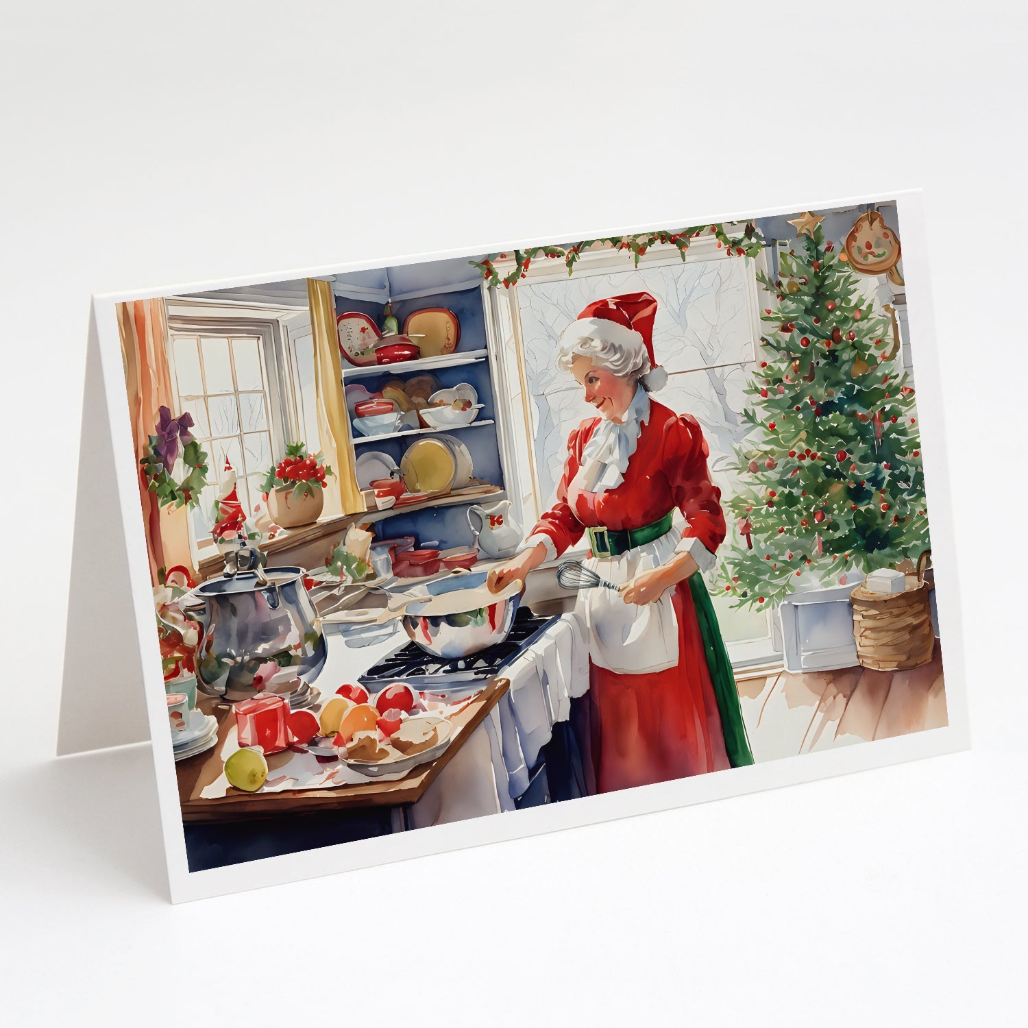 Cookies with Santa Claus Mrs. Claus Greeting Cards Pack of 8 Blank Cards with Envelopes Whimsical A7 Size 5x7