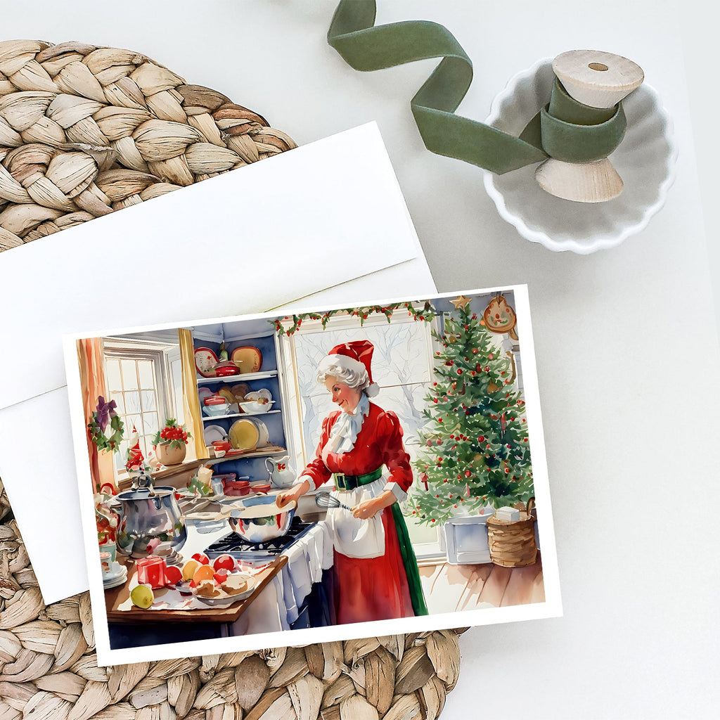 Cookies with Santa Claus Mrs. Claus Greeting Cards Pack of 8 Blank Cards with Envelopes Whimsical A7 Size 5x7