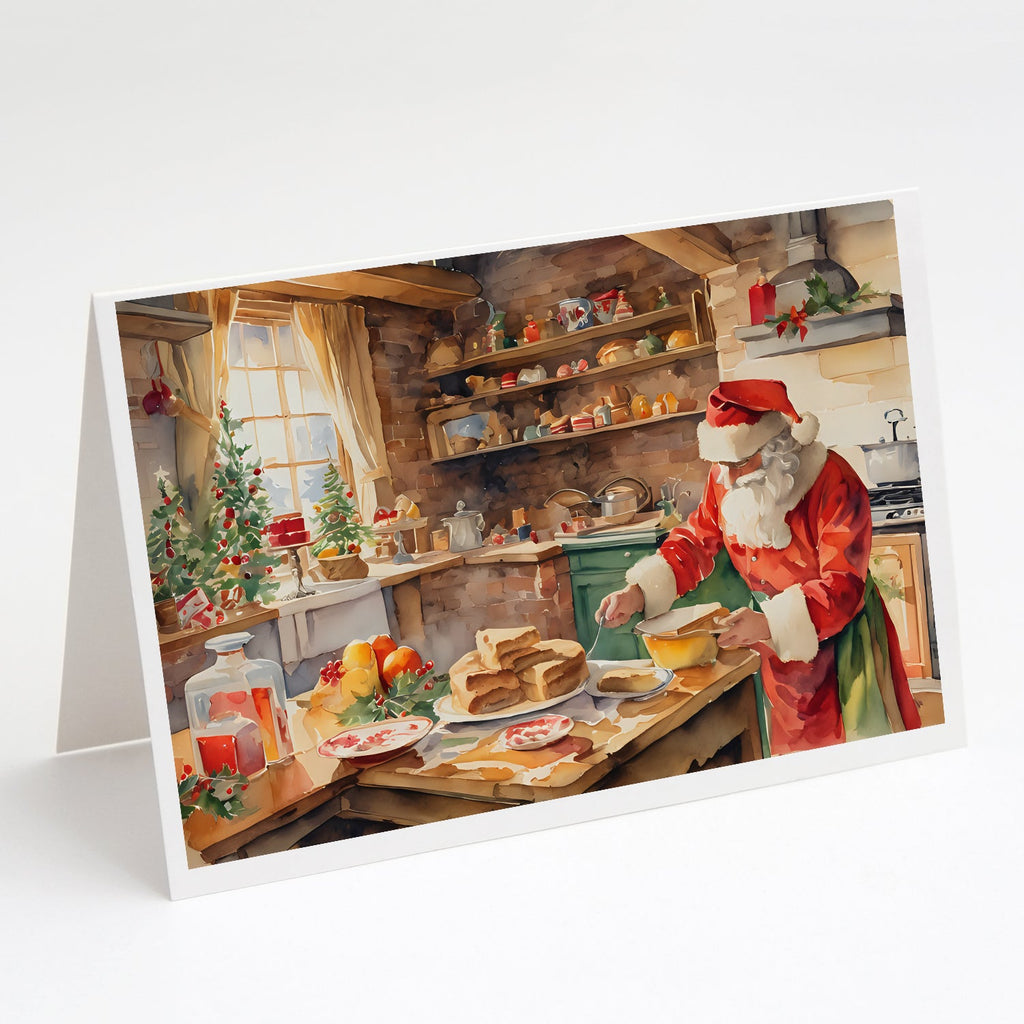 Cookies with Santa Claus Papa Noel Greeting Cards Pack of 8 Blank Cards with Envelopes Whimsical A7 Size 5x7