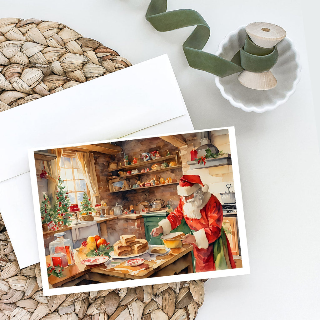 Cookies with Santa Claus Papa Noel Greeting Cards Pack of 8 Blank Cards with Envelopes Whimsical A7 Size 5x7
