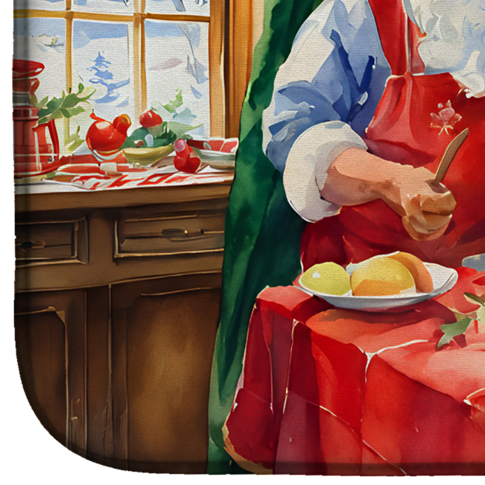 Cookies with Santa Claus Papa Noel Dish Drying Mat Absorbent Dish Drying Mat Pad for Kitchen Counter Dish Drainer Mat for Countertop, 14 x 21", Multicolor