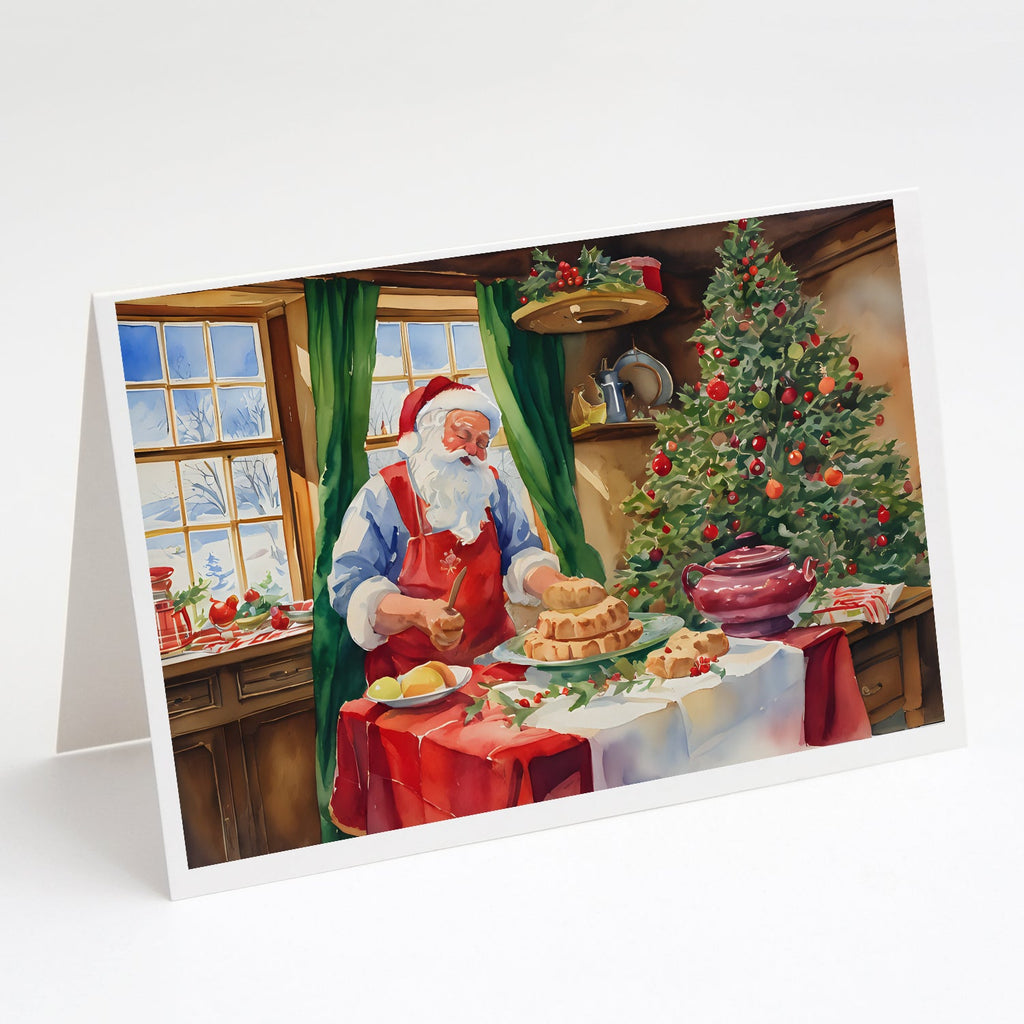 Cookies with Santa Claus Papa Noel Greeting Cards Pack of 8 Blank Cards with Envelopes Whimsical A7 Size 5x7