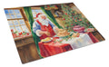 Cookies with Santa Claus Papa Noel Cutting Board Tempered Glass Kitchen Cutting Surface, Heat Resistant Chopping, Non-Slip Feet, Food Prep & Serving
