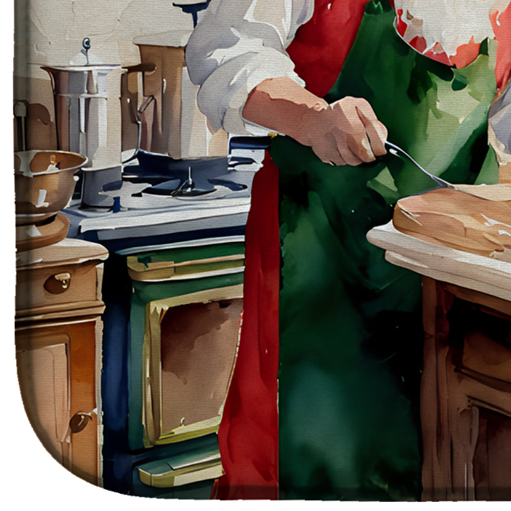 Cookies with Santa Claus Dish Drying Mat Absorbent Dish Drying Mat Pad for Kitchen Counter Dish Drainer Mat for Countertop, 14 x 21", Multicolor
