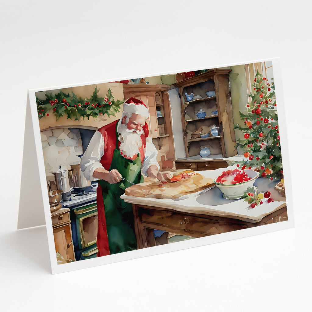 Cookies with Santa Claus Greeting Cards Pack of 8 Blank Cards with Envelopes Whimsical A7 Size 5x7