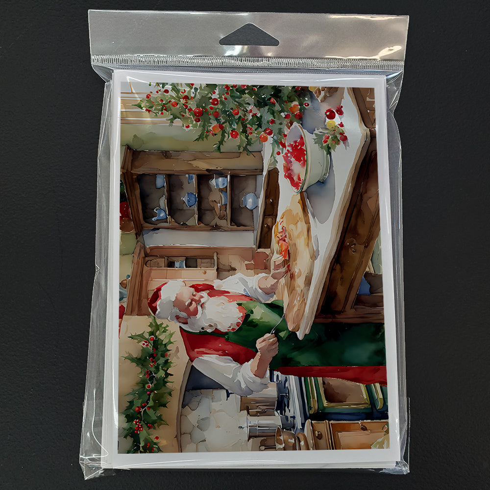 Cookies with Santa Claus Greeting Cards Pack of 8 Blank Cards with Envelopes Whimsical A7 Size 5x7