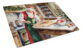 Cookies with Santa Claus Cutting Board Tempered Glass Kitchen Cutting Surface, Heat Resistant Chopping, Non-Slip Feet, Food Prep & Serving