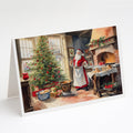 Cookies with Santa Claus Greeting Cards Pack of 8 Blank Cards with Envelopes Whimsical A7 Size 5x7