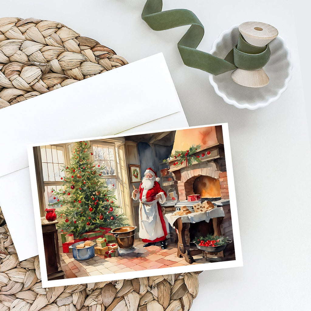 Cookies with Santa Claus Greeting Cards Pack of 8 Blank Cards with Envelopes Whimsical A7 Size 5x7