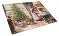 Cookies with Santa Claus Cutting Board Tempered Glass Kitchen Cutting Surface, Heat Resistant Chopping, Non-Slip Feet, Food Prep & Serving