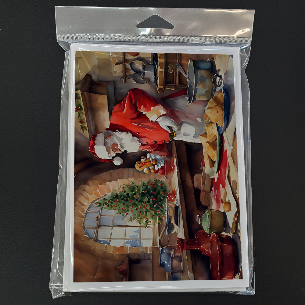 Cookies with Santa Claus Greeting Cards Pack of 8 Blank Cards with Envelopes Whimsical A7 Size 5x7