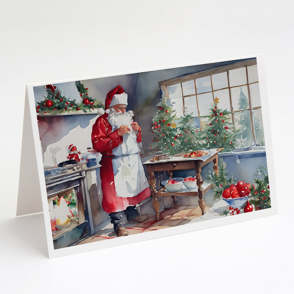 Cookies with Santa Claus Greeting Cards Pack of 8 Blank Cards with Envelopes Whimsical A7 Size 5x7