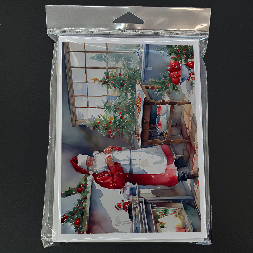 Cookies with Santa Claus Greeting Cards Pack of 8 Blank Cards with Envelopes Whimsical A7 Size 5x7