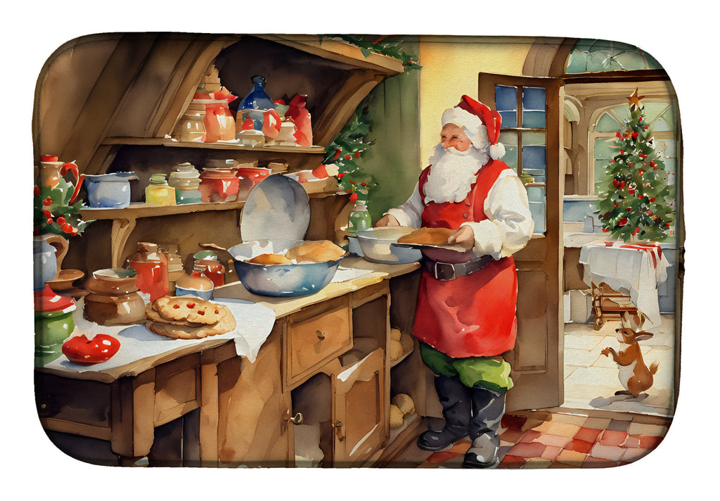 Cookies with Santa Claus Dish Drying Mat Absorbent Dish Drying Mat Pad for Kitchen Counter Dish Drainer Mat for Countertop, 14 x 21", Multicolor