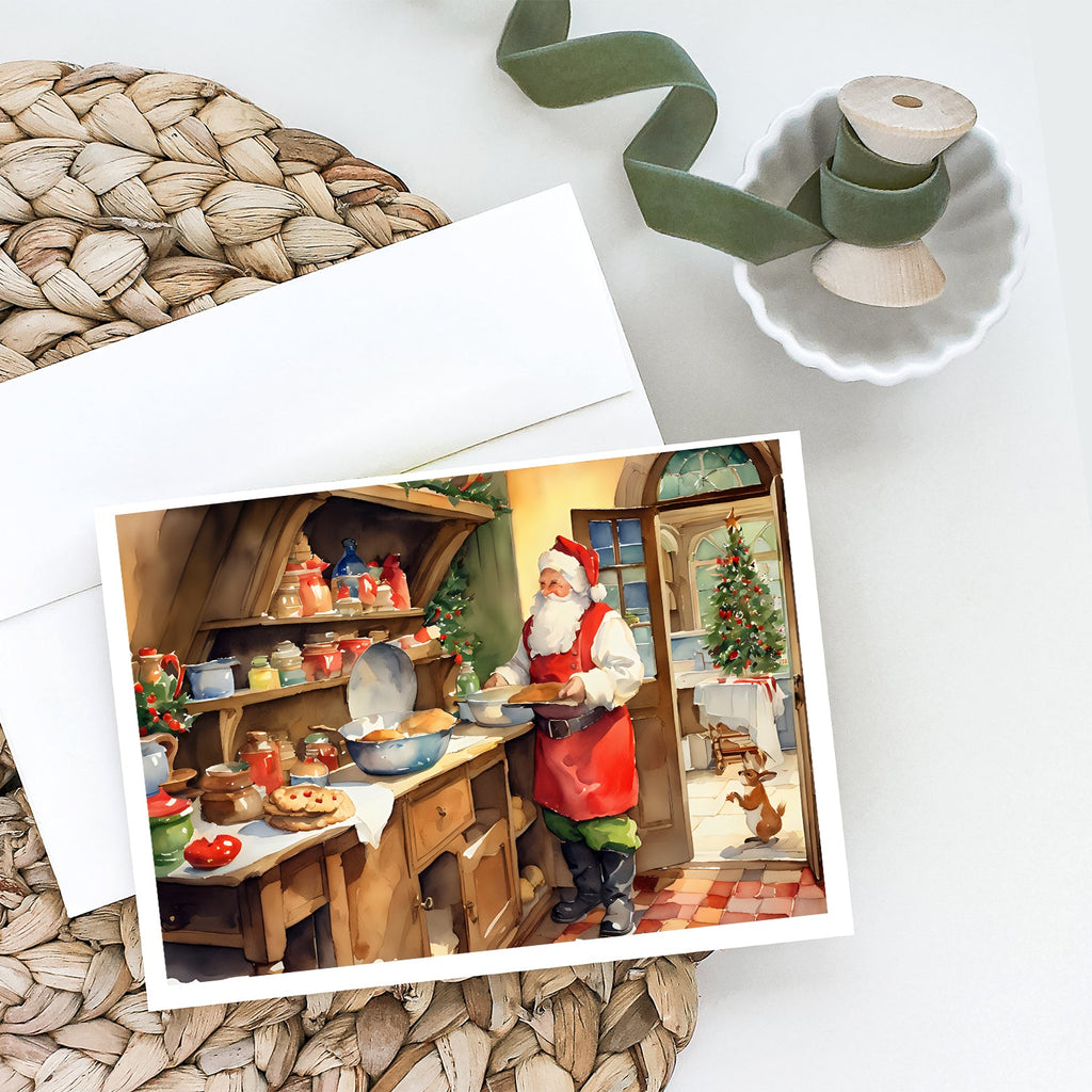 Cookies with Santa Claus Greeting Cards Pack of 8 Blank Cards with Envelopes Whimsical A7 Size 5x7