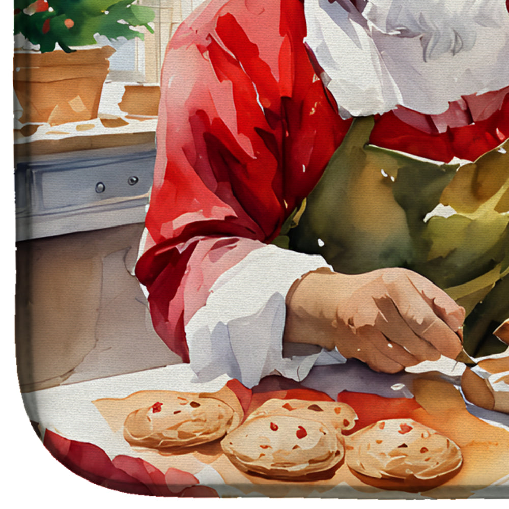 Cookies with Santa Claus Dish Drying Mat Absorbent Dish Drying Mat Pad for Kitchen Counter Dish Drainer Mat for Countertop, 14 x 21", Multicolor
