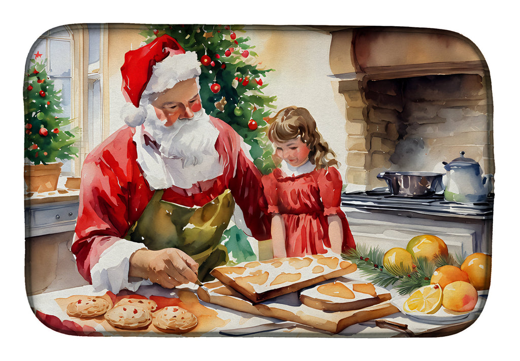 Cookies with Santa Claus Dish Drying Mat Absorbent Dish Drying Mat Pad for Kitchen Counter Dish Drainer Mat for Countertop, 14 x 21", Multicolor