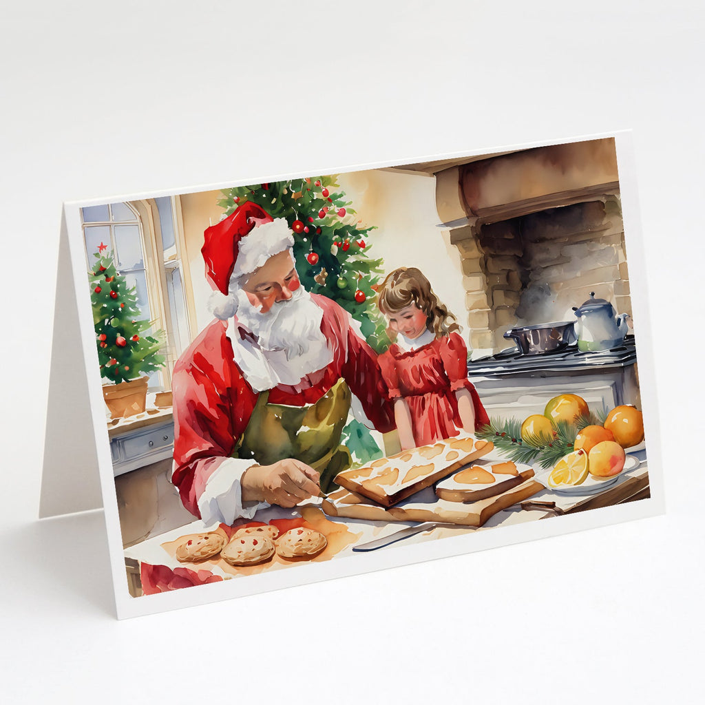 Cookies with Santa Claus Greeting Cards Pack of 8 Blank Cards with Envelopes Whimsical A7 Size 5x7