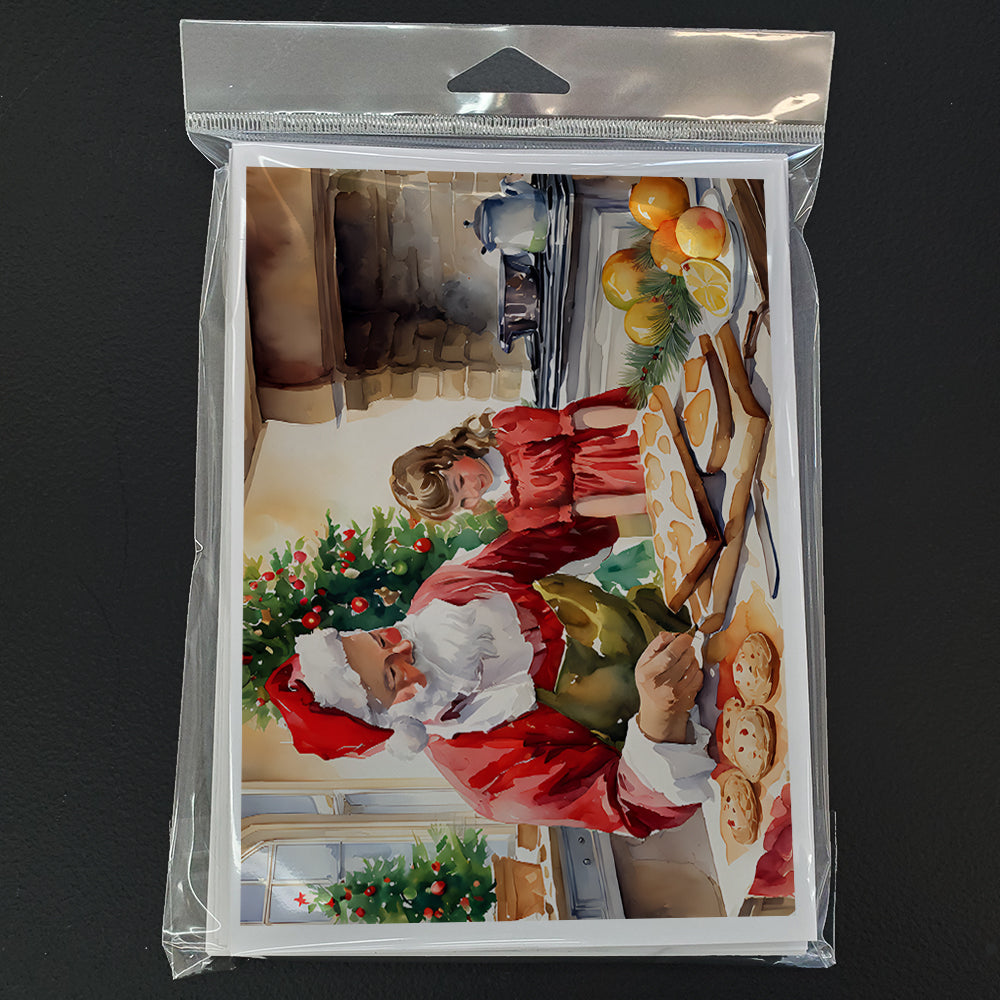 Cookies with Santa Claus Greeting Cards Pack of 8 Blank Cards with Envelopes Whimsical A7 Size 5x7
