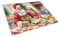 Cookies with Santa Claus Cutting Board Tempered Glass Kitchen Cutting Surface, Heat Resistant Chopping, Non-Slip Feet, Food Prep & Serving