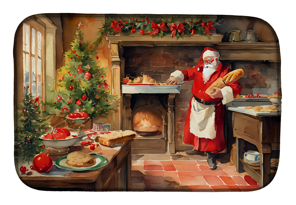 Cookies with Santa Claus Dish Drying Mat Absorbent Dish Drying Mat Pad for Kitchen Counter Dish Drainer Mat for Countertop, 14 x 21", Multicolor