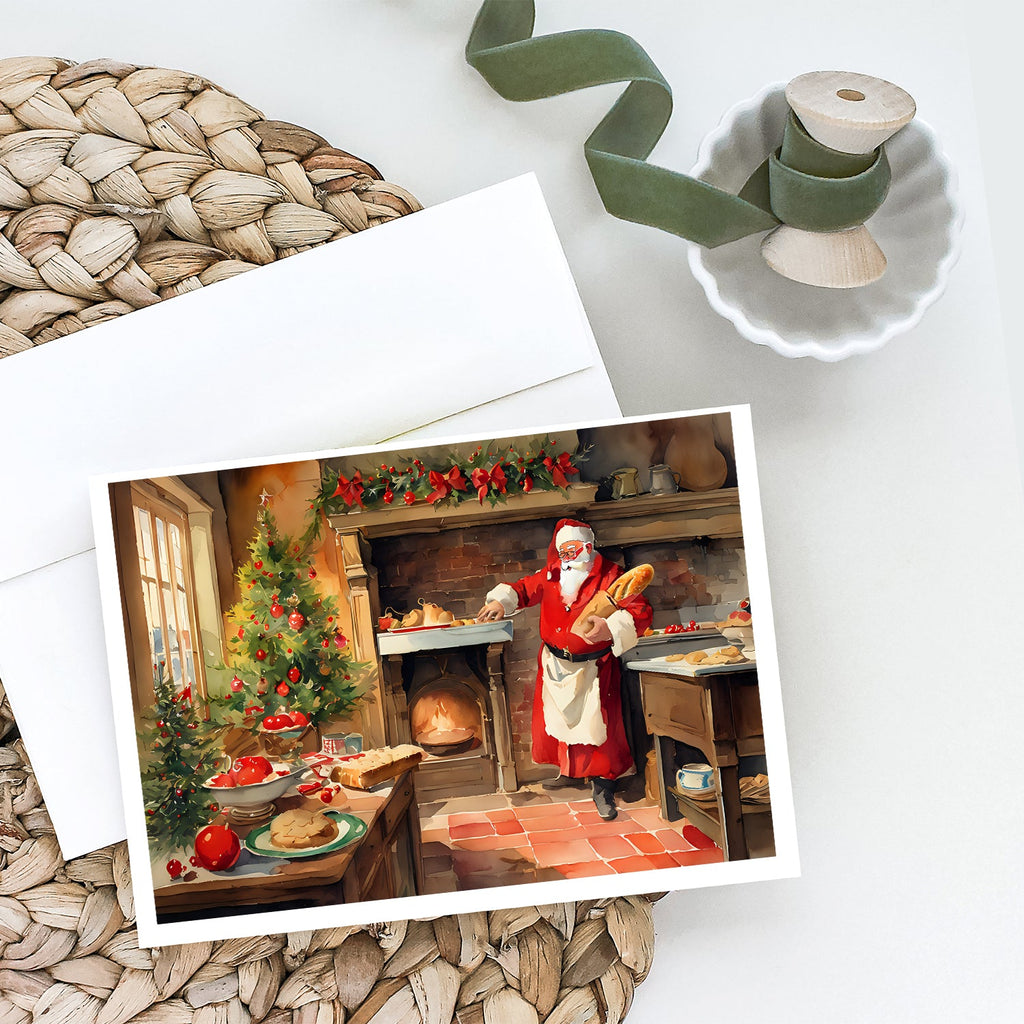 Cookies with Santa Claus Greeting Cards Pack of 8 Blank Cards with Envelopes Whimsical A7 Size 5x7