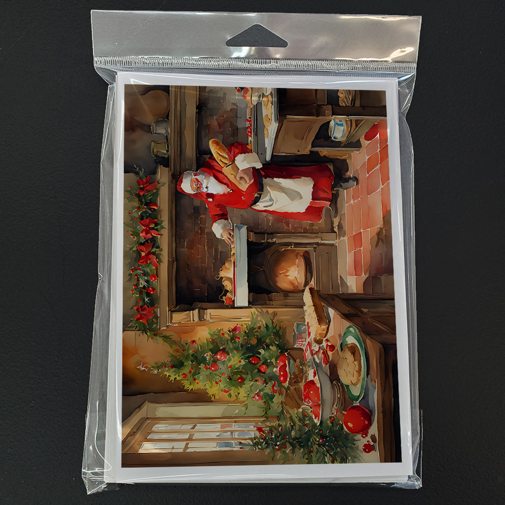 Cookies with Santa Claus Greeting Cards Pack of 8 Blank Cards with Envelopes Whimsical A7 Size 5x7