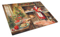 Cookies with Santa Claus Cutting Board Tempered Glass Kitchen Cutting Surface, Heat Resistant Chopping, Non-Slip Feet, Food Prep & Serving