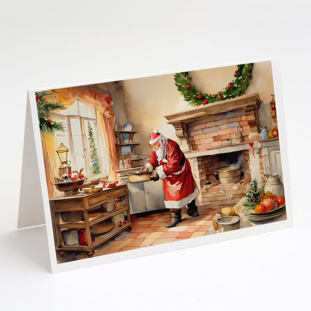 Cookies with Santa Claus Greeting Cards Pack of 8 Blank Cards with Envelopes Whimsical A7 Size 5x7