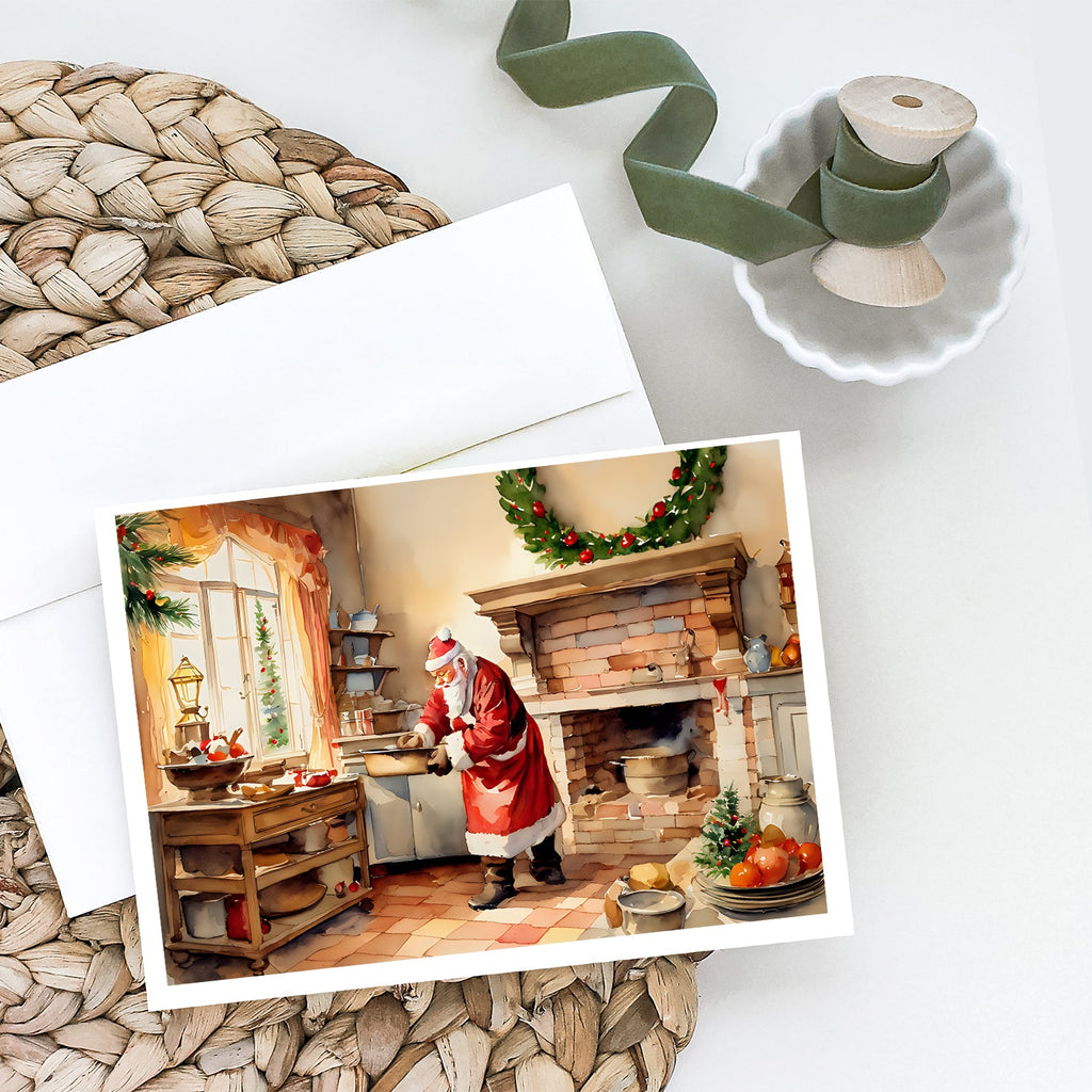 Cookies with Santa Claus Greeting Cards Pack of 8 Blank Cards with Envelopes Whimsical A7 Size 5x7