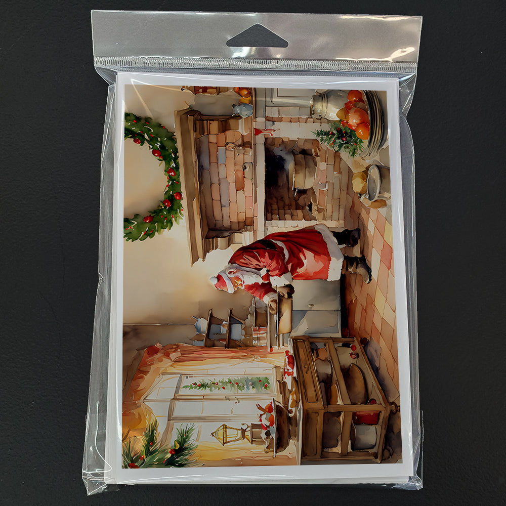 Cookies with Santa Claus Greeting Cards Pack of 8 Blank Cards with Envelopes Whimsical A7 Size 5x7