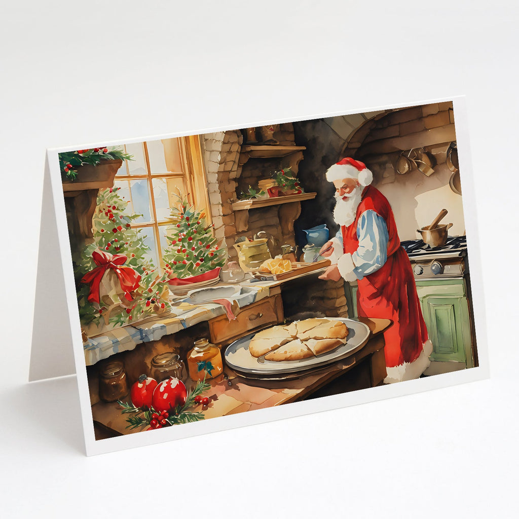 Cookies with Santa Claus Greeting Cards Pack of 8 Blank Cards with Envelopes Whimsical A7 Size 5x7