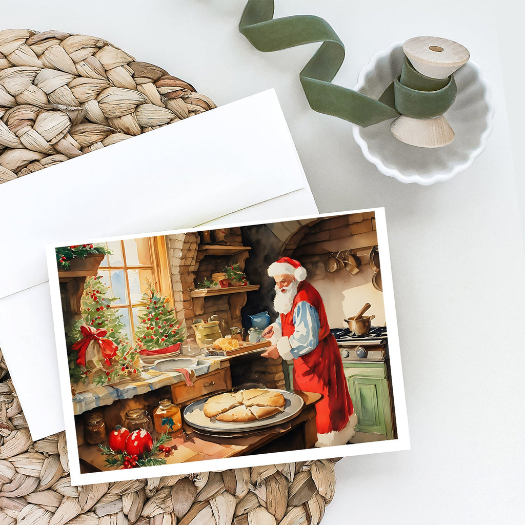 Cookies with Santa Claus Greeting Cards Pack of 8 Blank Cards with Envelopes Whimsical A7 Size 5x7